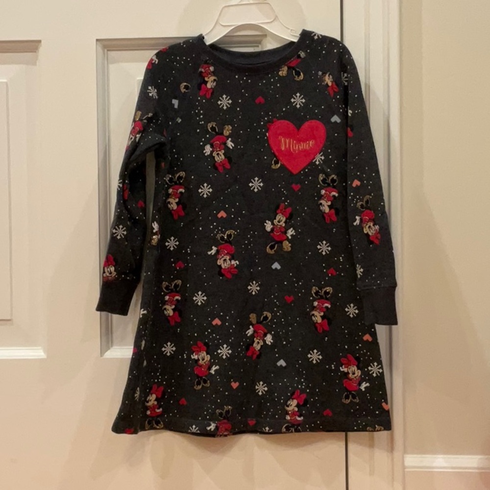 Disney Gray and Red Minnie Mouse Sweatshirt Dress Sz 5
